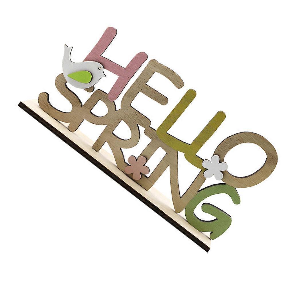 Hello Spring 1 Set Wooden Chick Flower Pattern Desktop Ornament Crafts