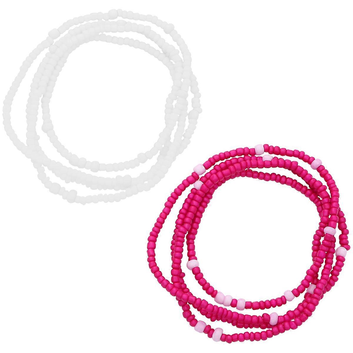 Body Jewelry Beach Waist Chain Rosy Color Scheme Set For Women 2Set