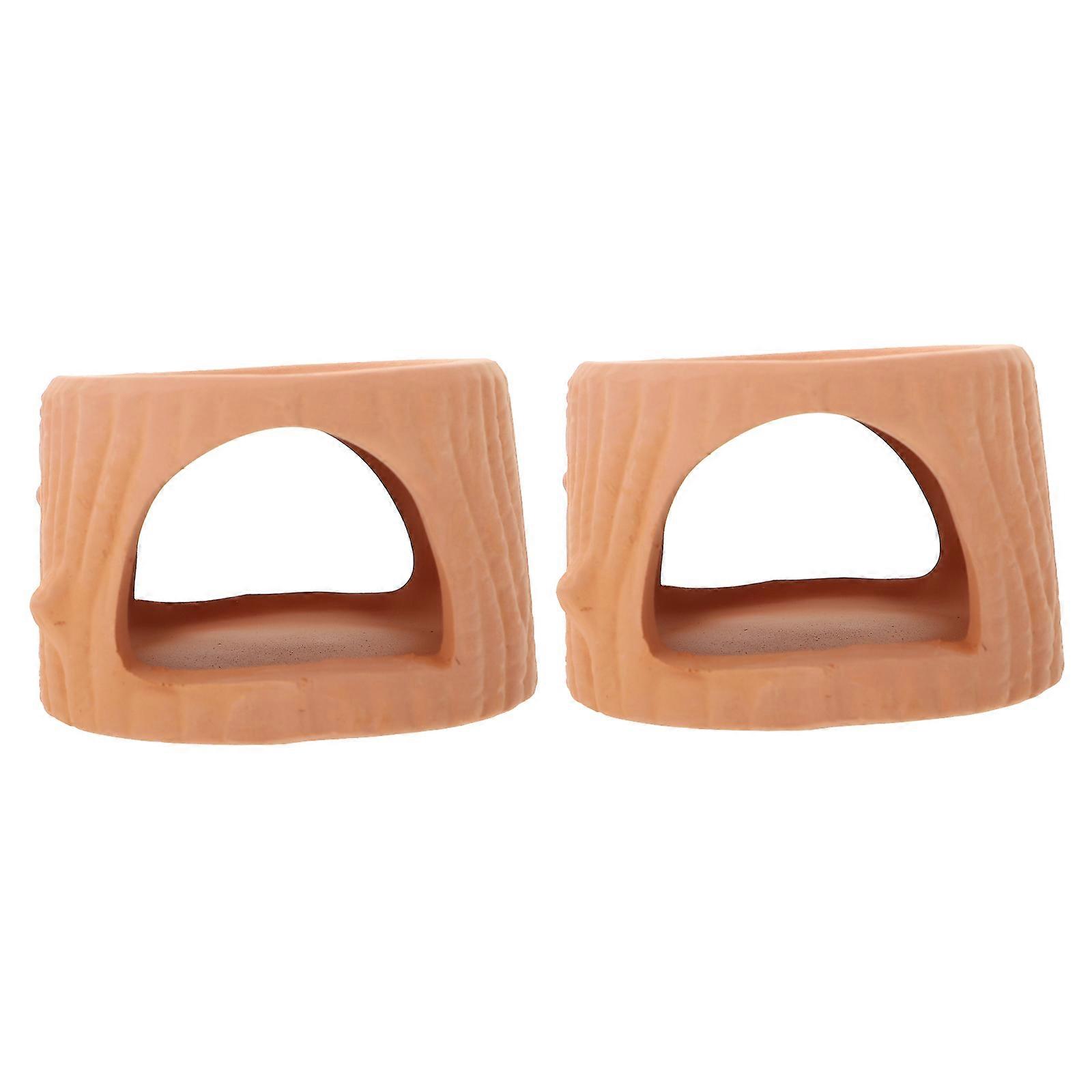 2 Pcs Ceramic Fish Tank Stone Cave for Decoration Durable and Safe for Freshwater Environment