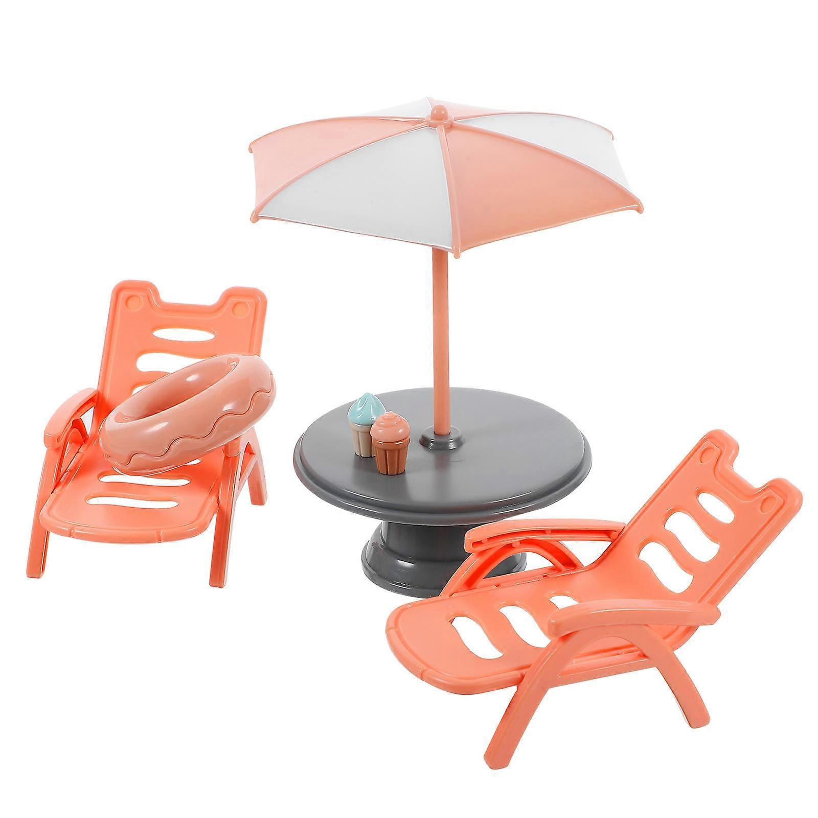 Beach Chair Toy Set for Doll House Accessories Kids Playing Props 2pcs