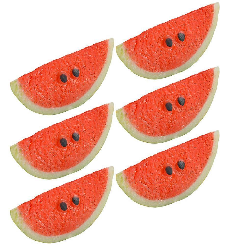 Realistic Fake Watermelon Slices for Home Decoration PVC Artificial Fruit Photography Props Red Color 6pcs