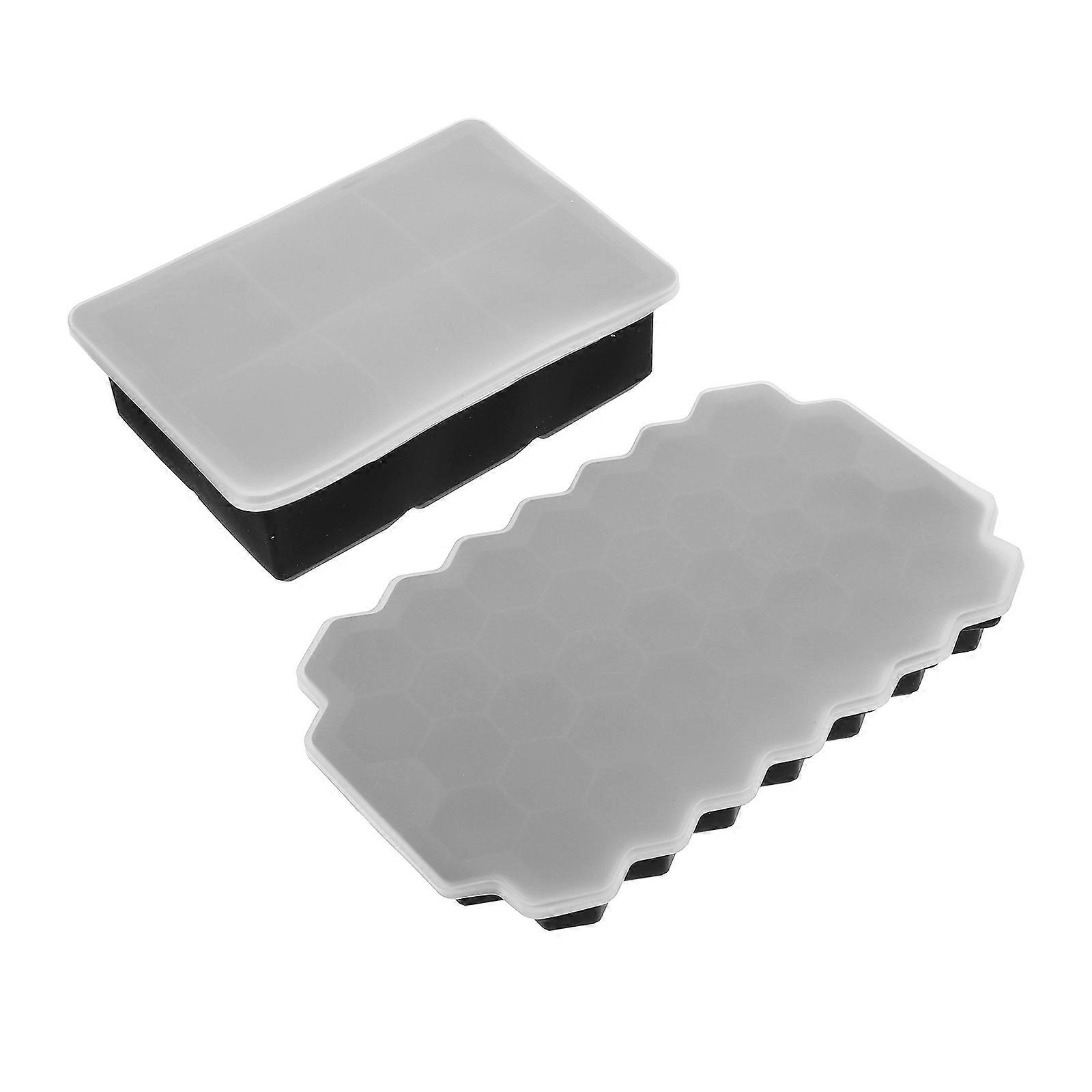 Silicone Ice Tray For Home Use 2 Sets Black Ice Making Molds Stackable Design 22X13.5X2.5CM