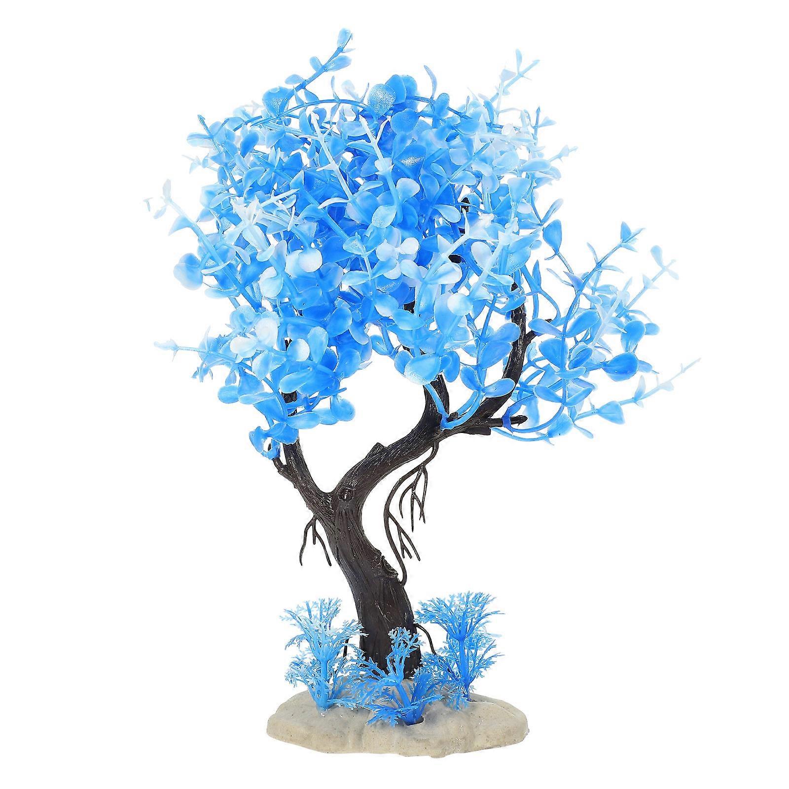 Blue Resin Artificial Tree for Fish Tank Decoration Durable and Safe Material Adds Natural