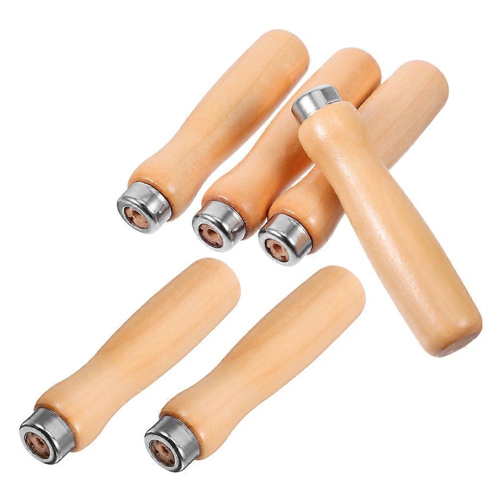 Wooden File Handles Replacement 6Pcs Ergonomic For Outdoor And Indoor Work 4mm Round Hole Design