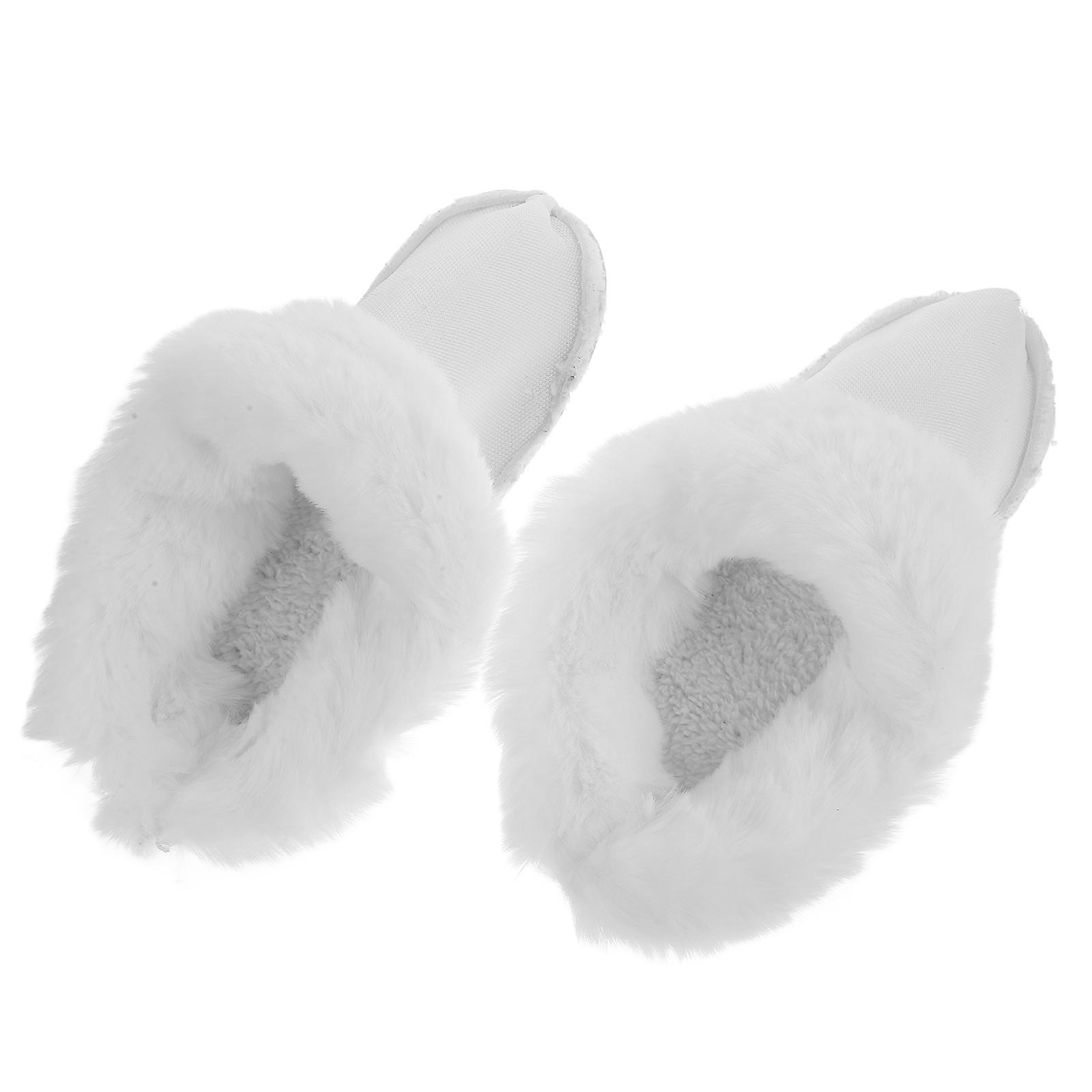 Furry Shoe Inserts Insulation For Boots Easy Replacement Detachable Design White Color 1Pair