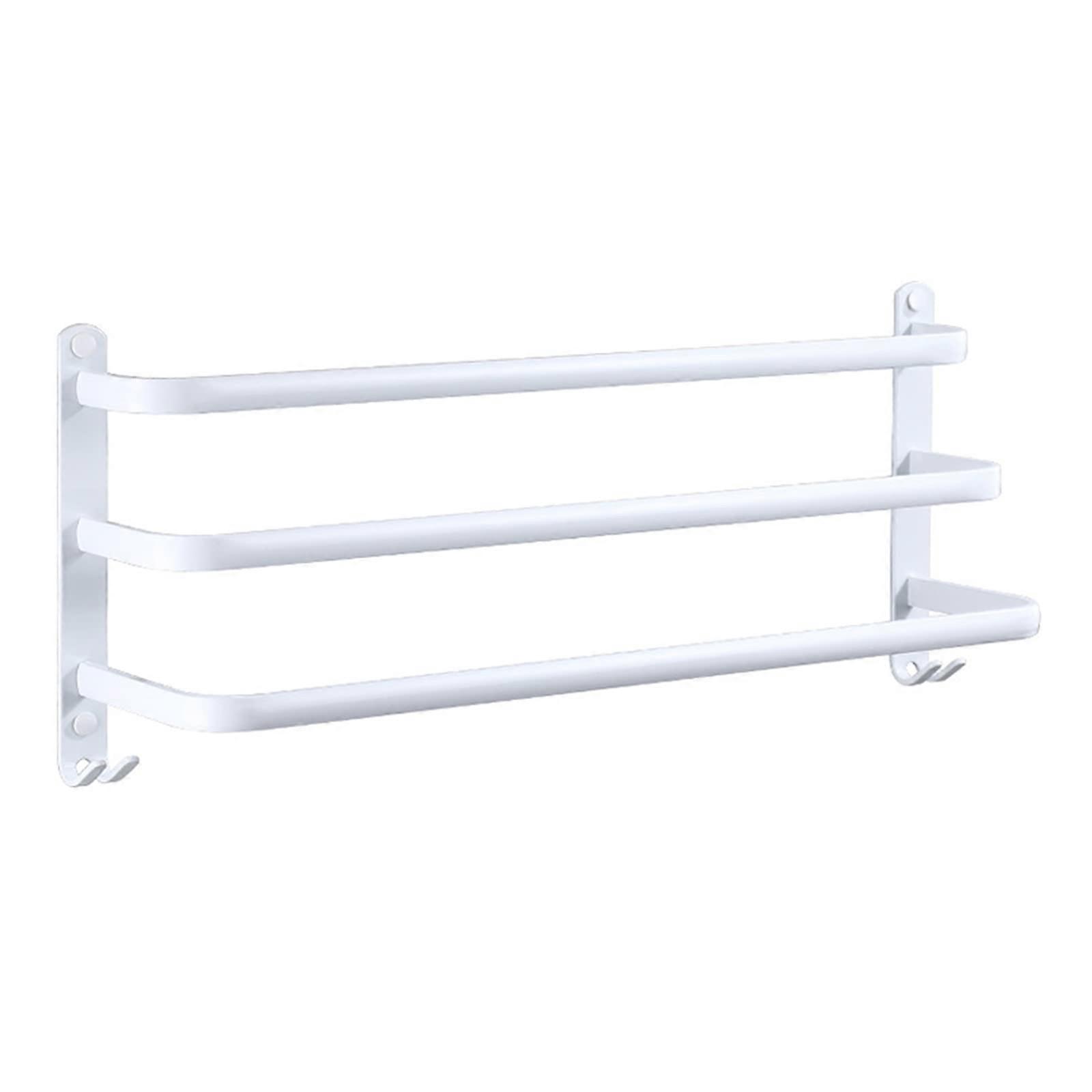 Aluminum Bath Towel Rails 3Tier Towel Rail for Bathroom Ladder Towel Rail Wall Mounted Towel Shelves White/50cm