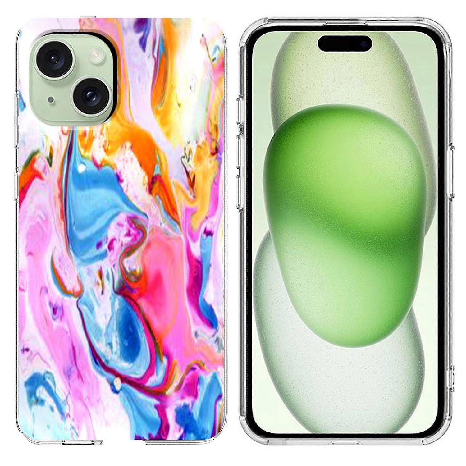 For iPhone 15 Plus Case Marble Pattern Printing Soft TPU Phone Cover