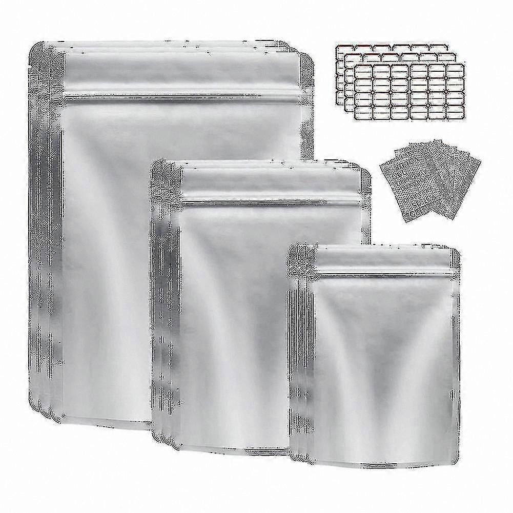 50-Pack Resealable Mylar Bags for Food Storage with Oxygen Absorbers, Ideal for Grains and Nuts Preservation