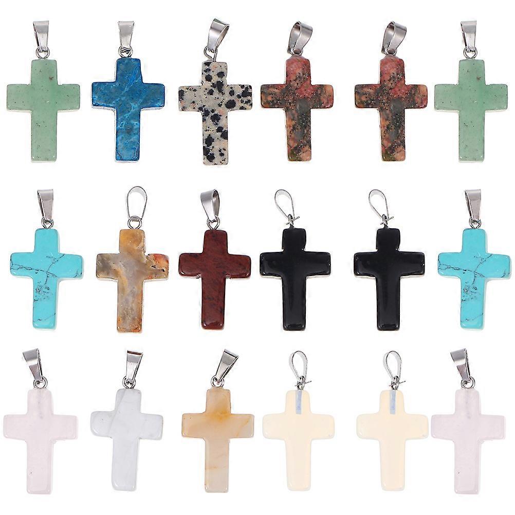 Here's a refined and professional product description based on your input:
**20pcs Mixed Color Natural Stone Cross Charm Pendants – Lightweight