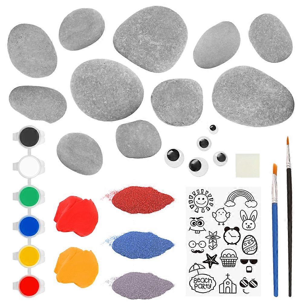 Children's Drawing Painted Stones Craft Rocks For Kids Assorted Color Motor Skill Development 1 Set