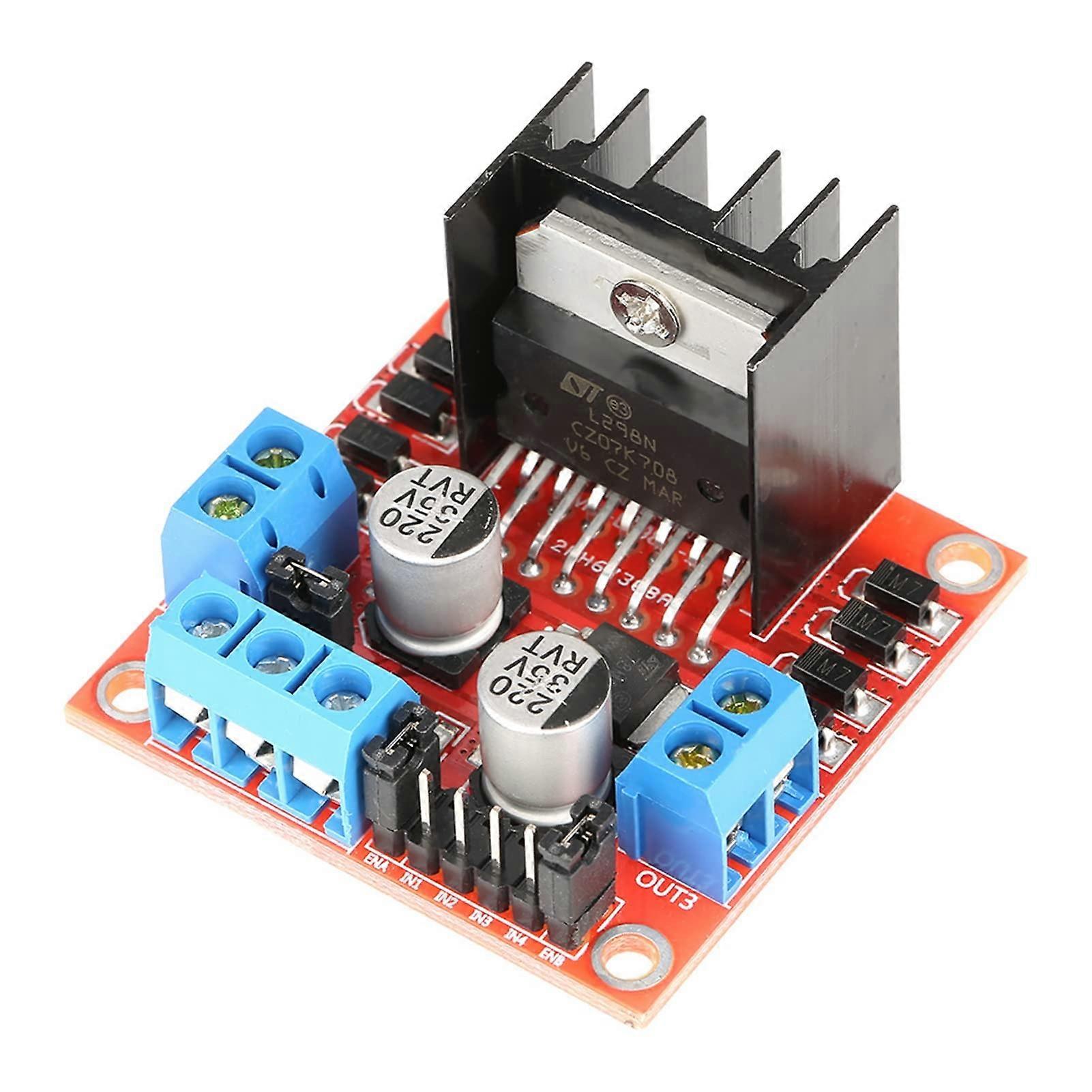 L298N Motor Driver Module, HBridge Stepper Motor Driver Board, 5V35V, 2A, Dual Channel with Heat Sink for DIY Electronics Projects