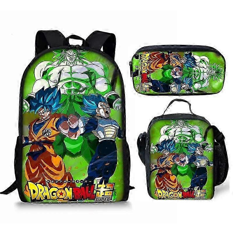 2023 Nytt tryckt tredelat set Dragonball Tryckt Skolväska Lunchväska Pennväska Ryggsäck Barnpresenter Barnryggsäck