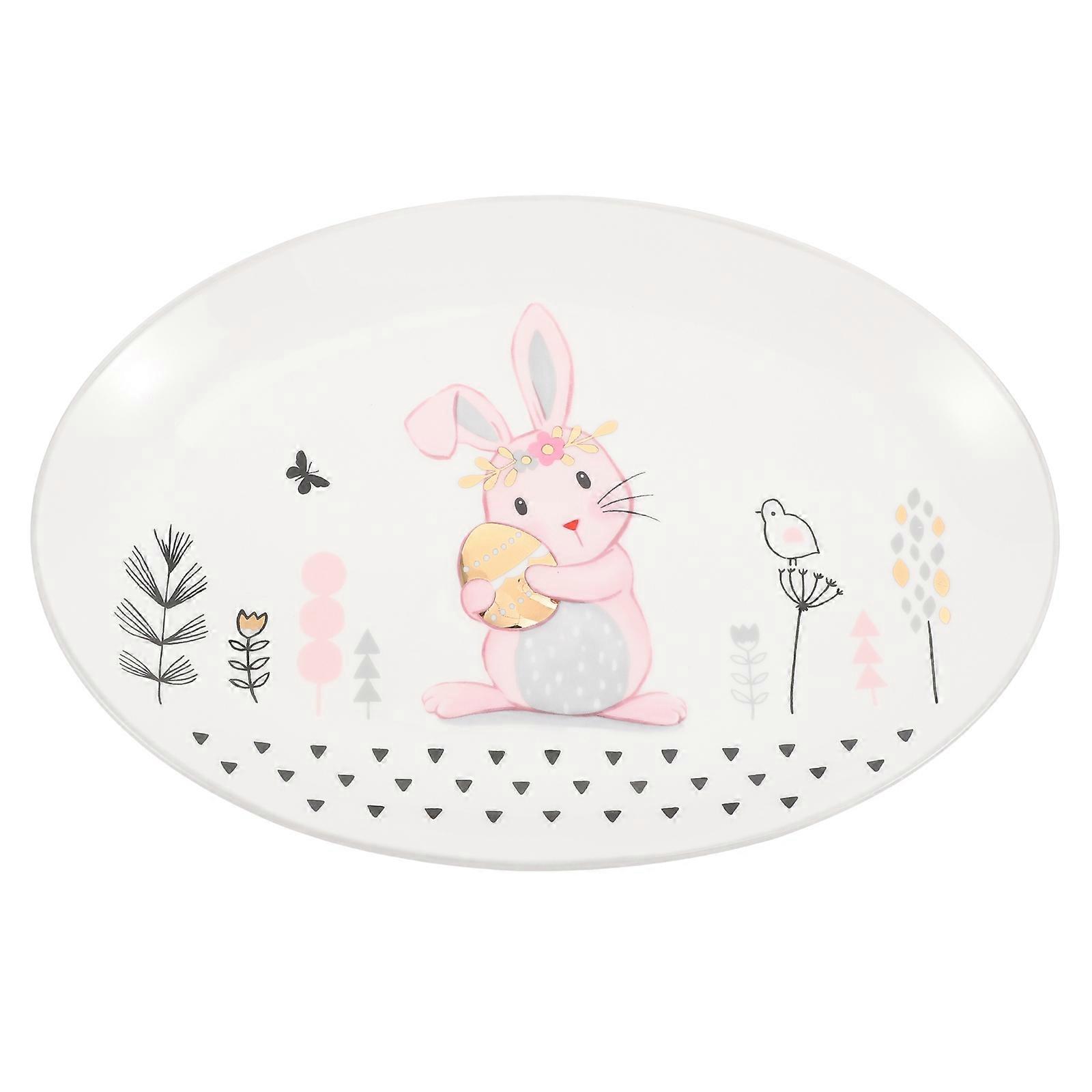 Charming Rabbit Design Plate Perfect For Gift Givers Tableware Assorted Color High Temperature Firing 1Pack