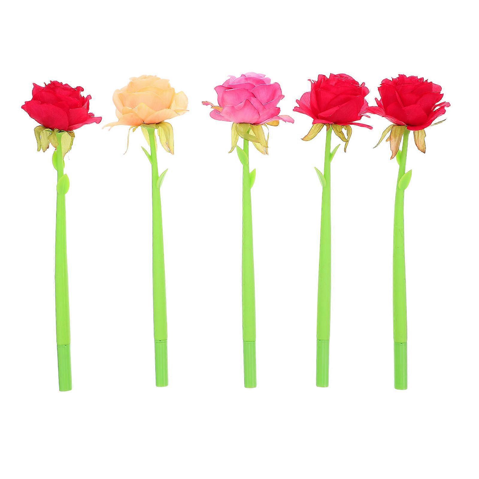 Fancy Pens 5Pcs Floral Ballpoint Pens Designed For Home Office Use Assorted Color With No Ink Leak Ensuring Smooth Writing