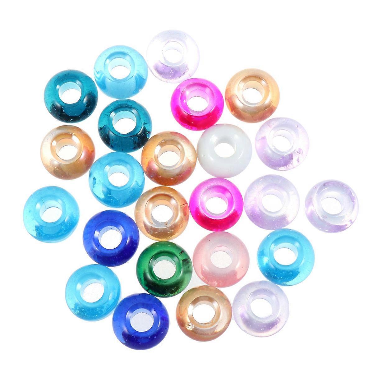 Colorful Round Glass Beads 100Pcs Big Hole Charms For DIY Jewelry Making Projects European Style Perfect For Necklace And Bracelet Decor