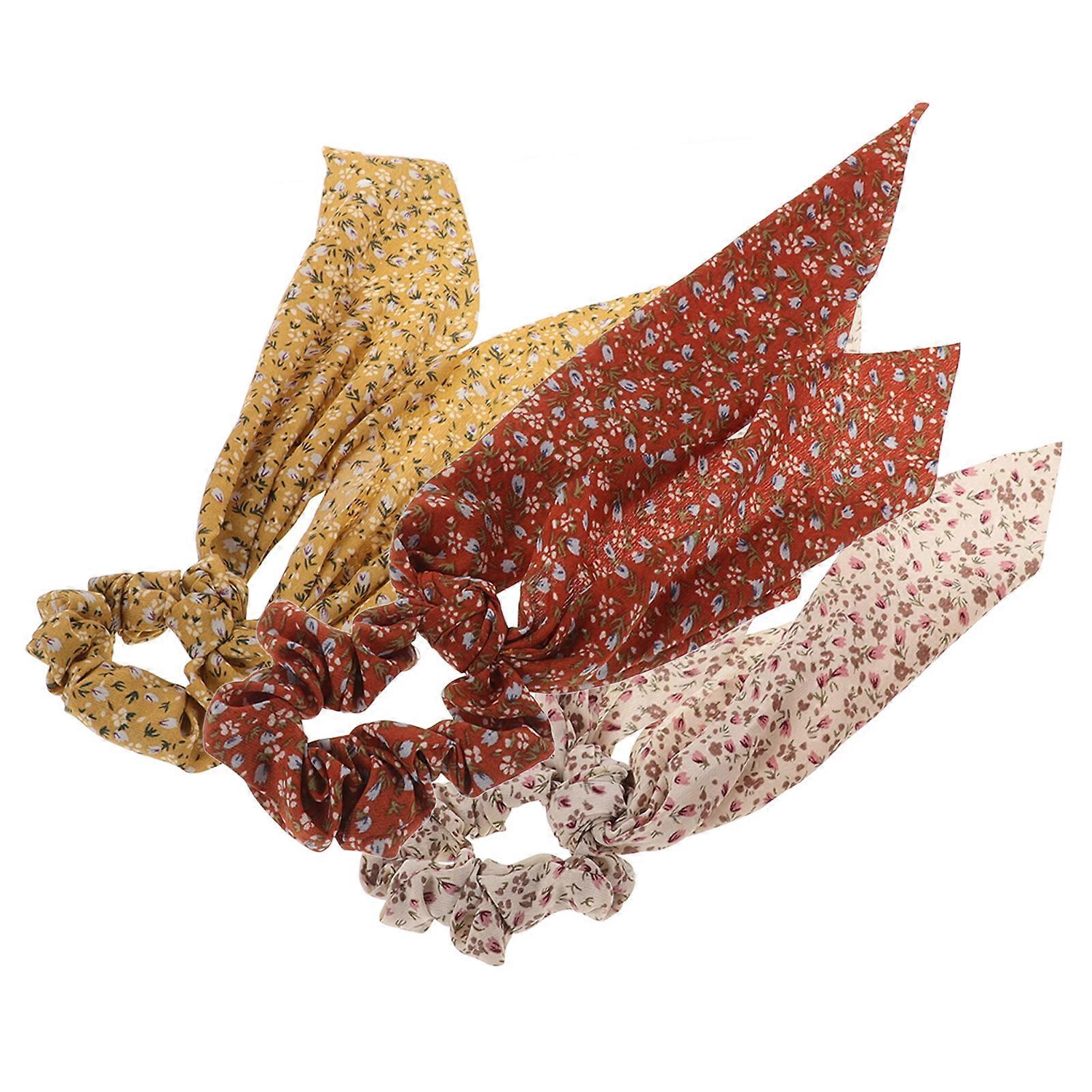 Assorted Color 3Pcs Hair Scrunchies Elastic Ribbon Ponytail Holders For Women Comfortable Daily Use