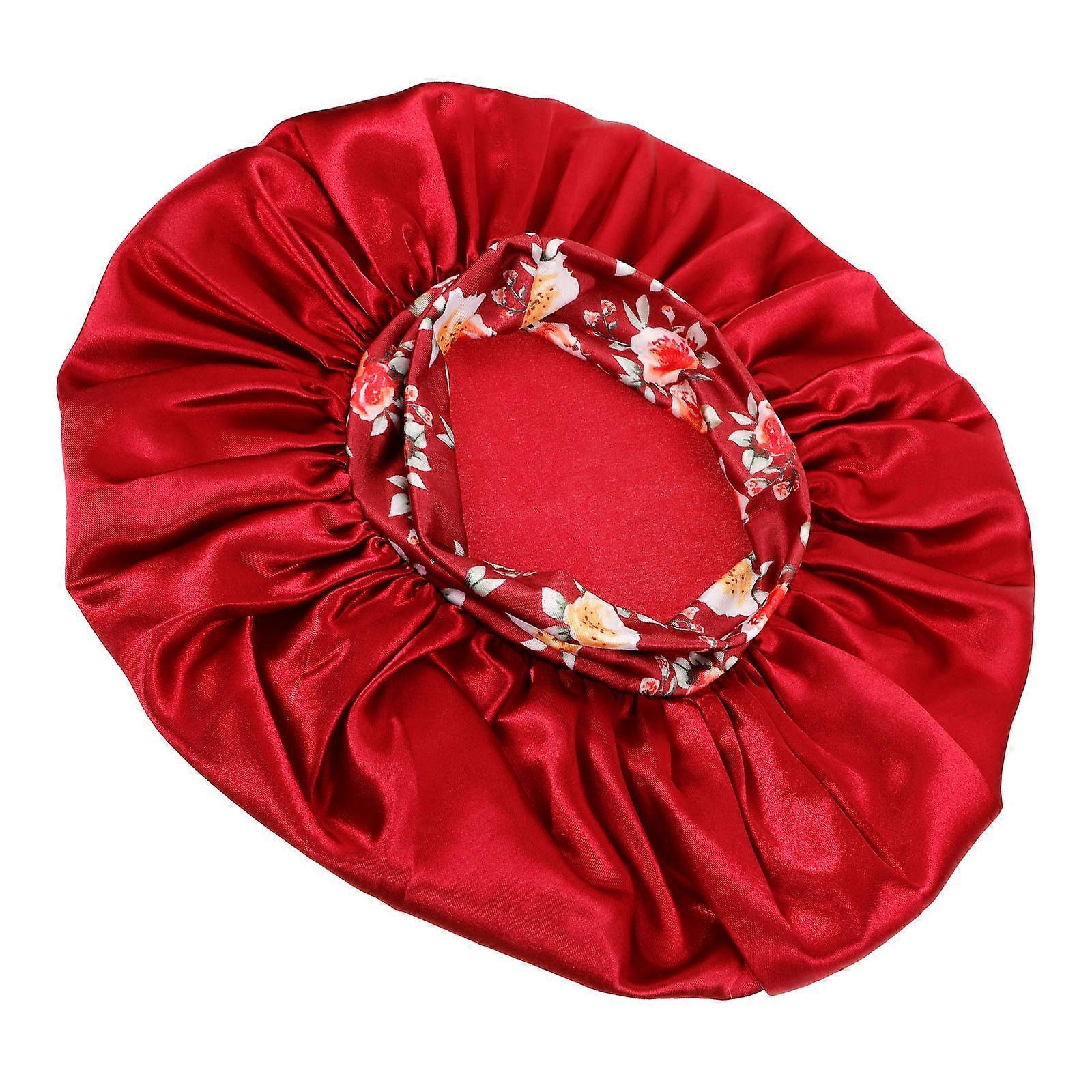 Adjustable Sleeping Bonnet For Women Home Use Elastic Sleeping Hat Dark Red Sun Protection 1Pack
