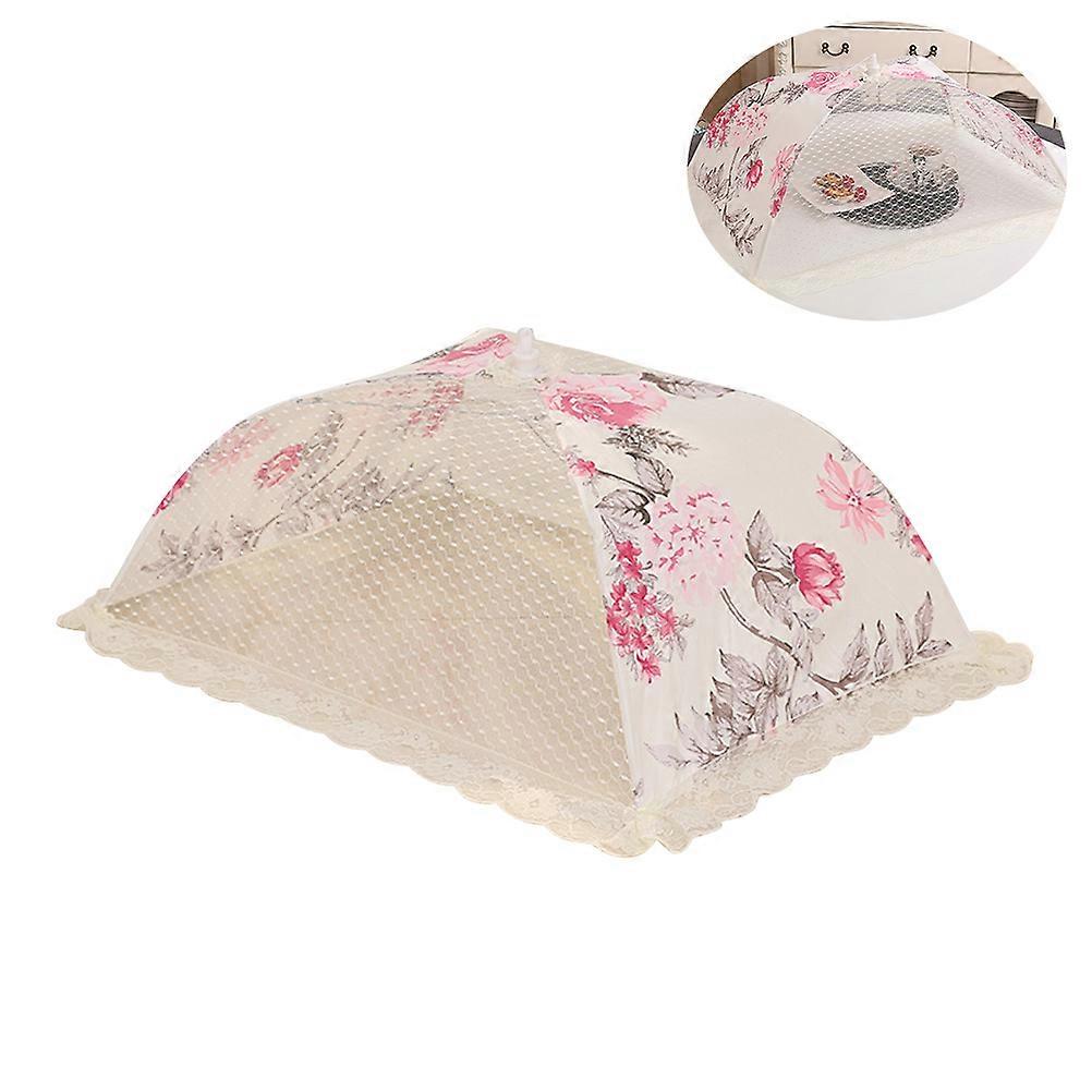 Lace Foldable Umbrella Food Cover Tent Protector Screens to Keep Food at Home and Picnics (Beige)