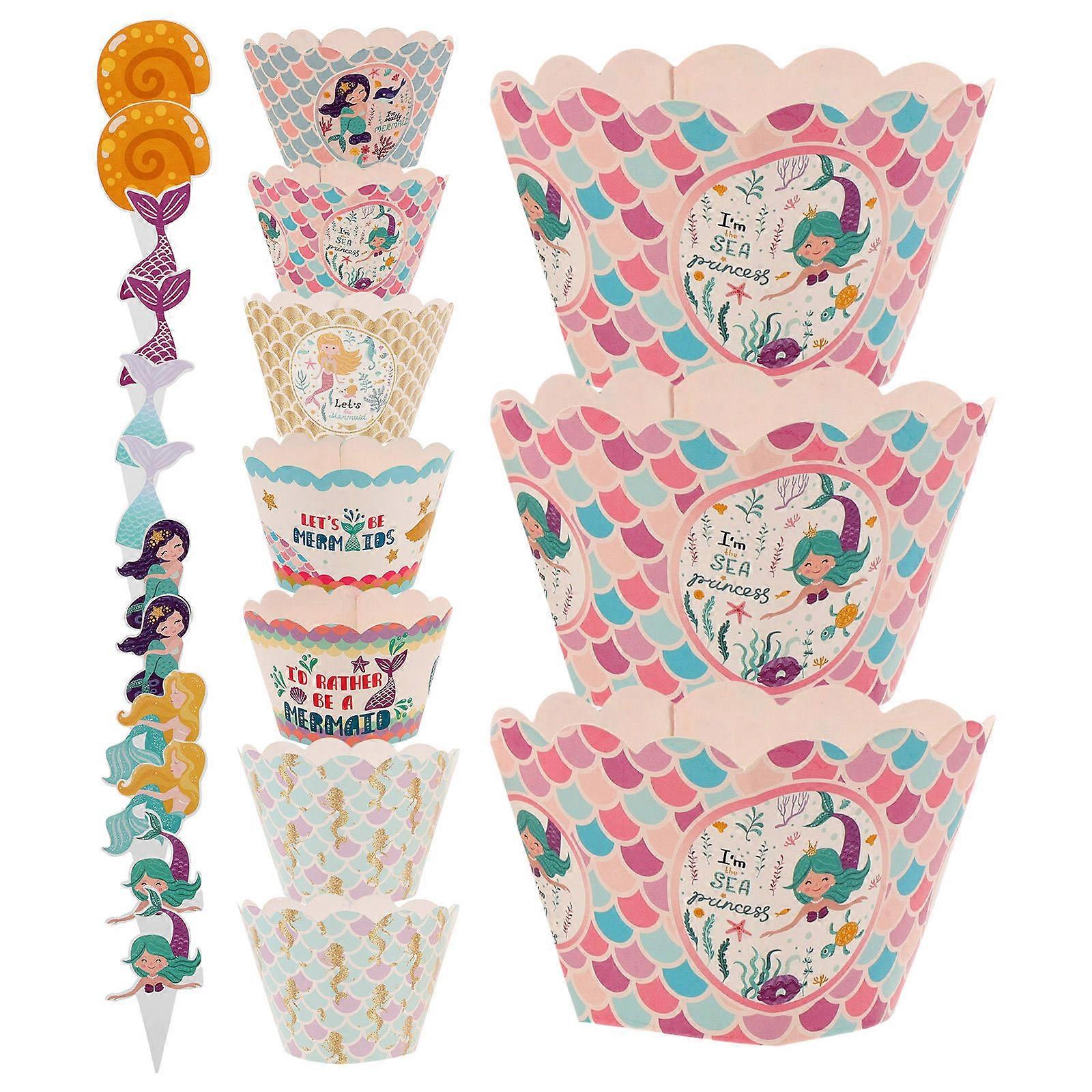 Assorted Color Round Cupcake Wrappers 24Pack Elegant Cake Decoration For Birthday Party Engagement Events