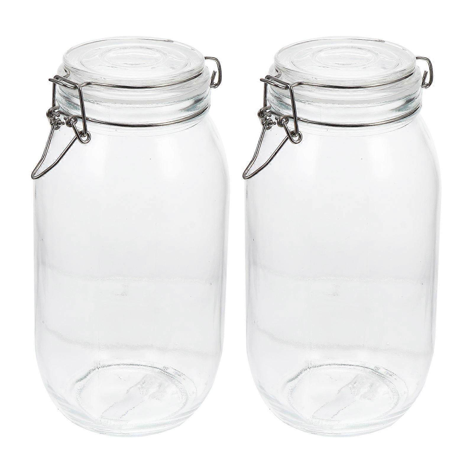 Glass Jars 2Pack Multipurpose Food Storage Containers Round For Everyday Use