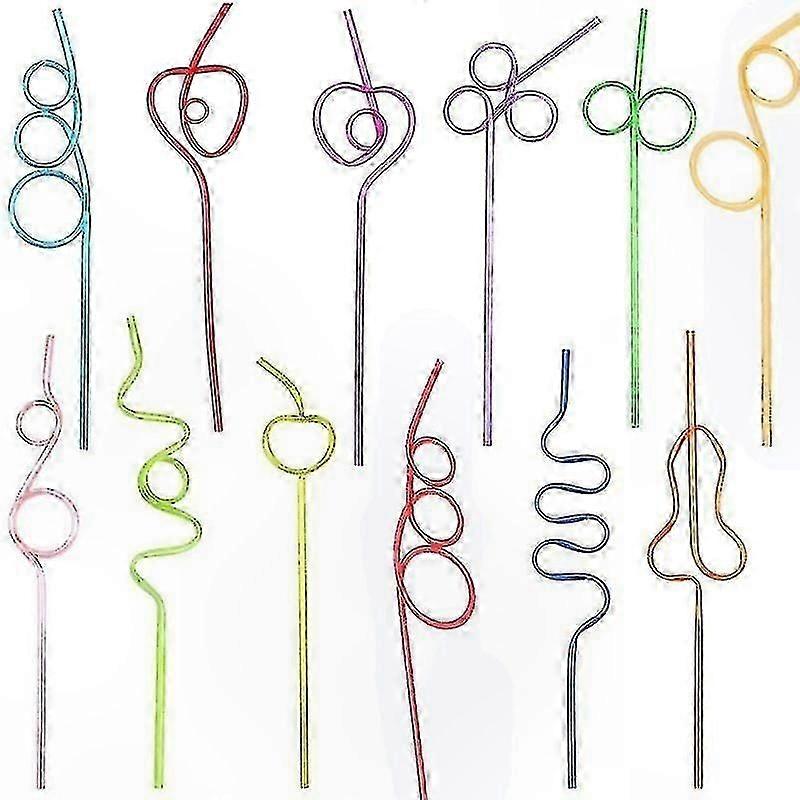 キッズパーティーのためのカラフルな再利用可能なプラスチックストロー楽しいイベント回転ループデザイン20カウント
