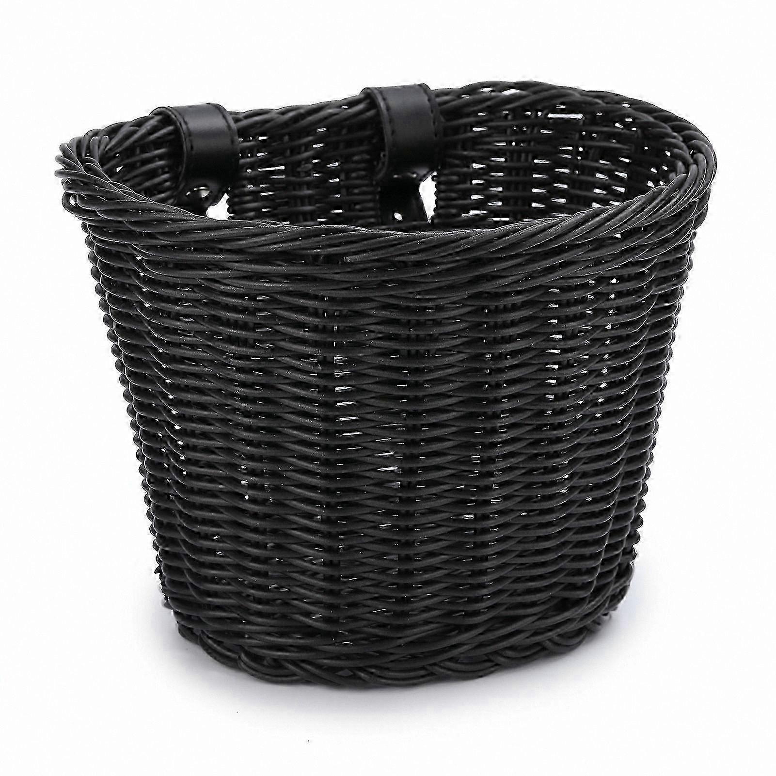 Large Capacity Hand-Woven Bike Basket for Handlebar with Strong Load-Bearing and Easy Installation Front Replacement