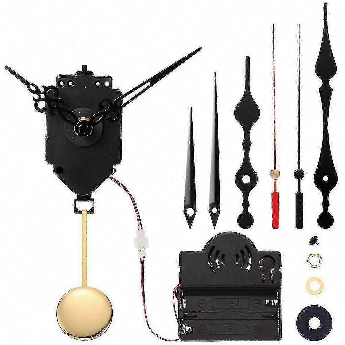 Quartz Pendulum Clock Movement Kit with Chime & 3 Pairs of Hands