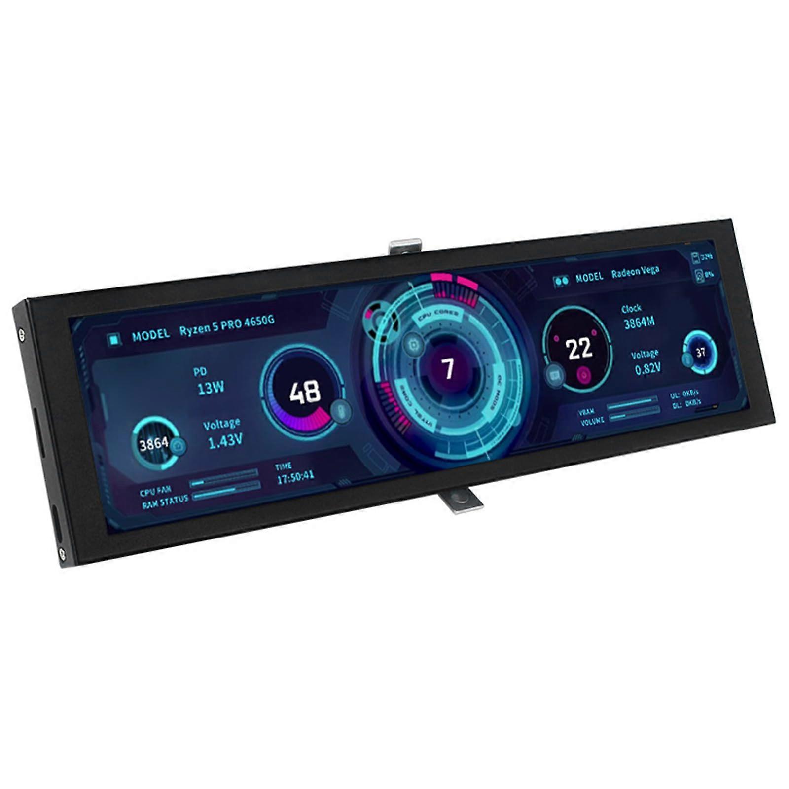 8.8Inch LCD 1920x480 Computer Monitor Chassis SubScreen Aluminum Case Real Time Data Tracking Black Ref: 4706