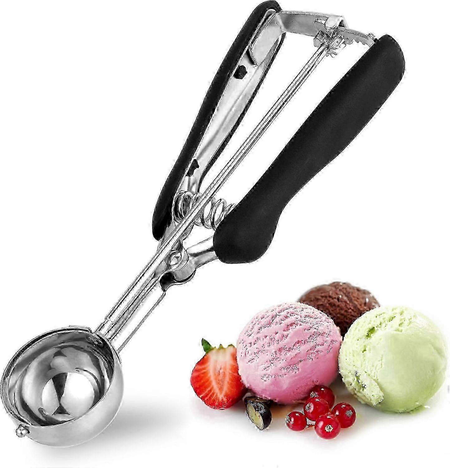 Stainless Steel Ice Cream Scoop with Soft Grip Handle & Quick Release, 44mm 30ml Capacity for Easy Serving