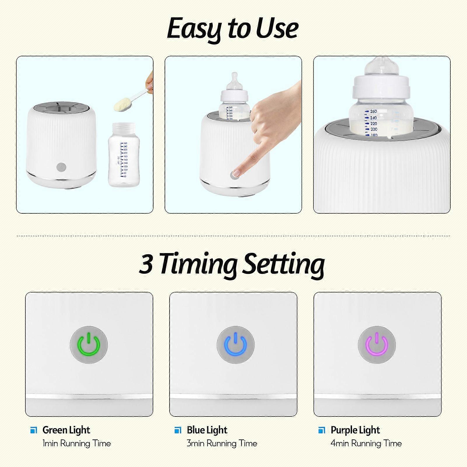 Automatic Baby Milk Bottle Shaker with Night Light Portable Electric Feeding Bottle Shake Machine Milk Powder Blender Mixer 3 Levels Timing(1min/ 3min