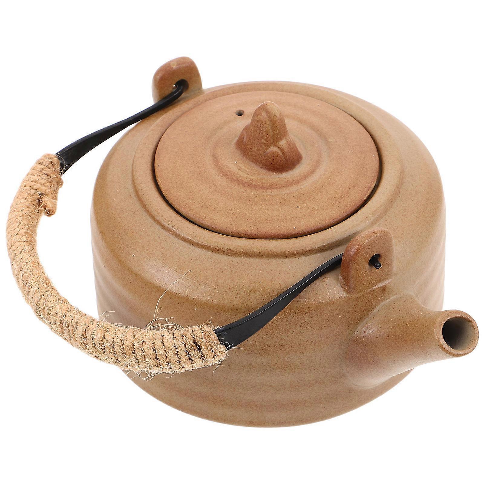 Ceramic Teapot for Brewing Loose Leaf Tea with Handle Light Brown
