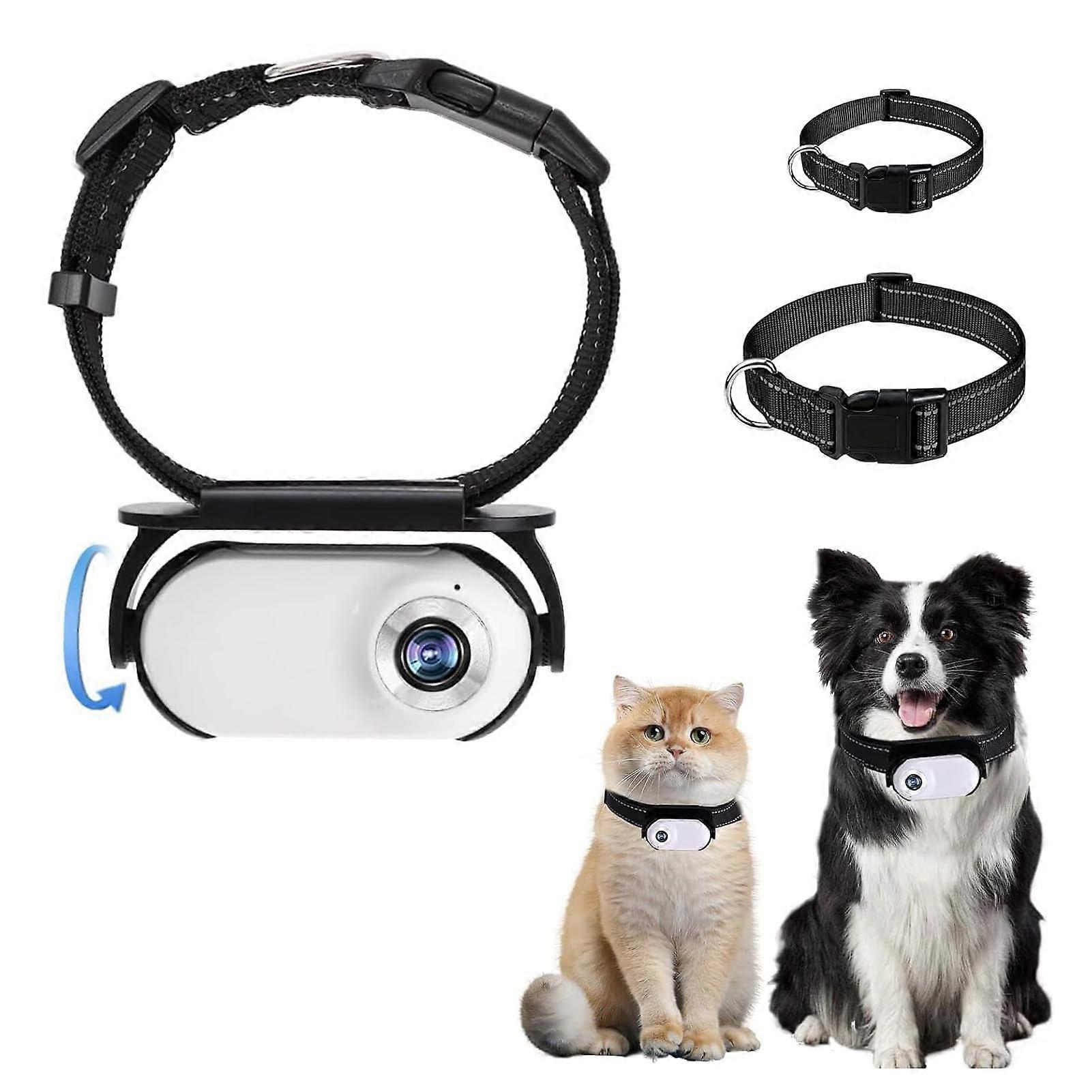 1080P Cat Camera Collar, 120° Wide Angle Body Camera for Cats, Mini Sport Camera, Pet Camera with 8GB Card (White)