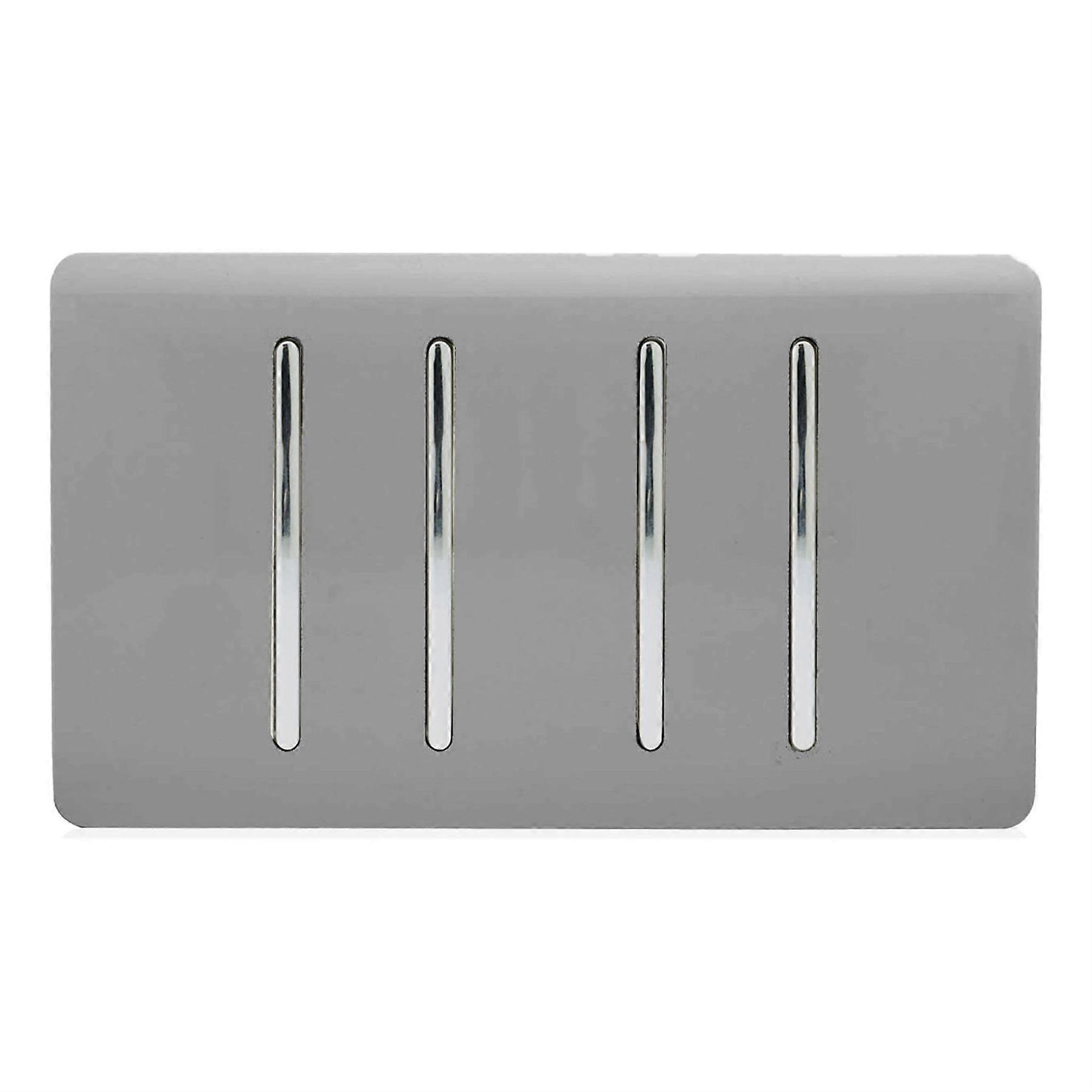 Trendi 4 Gang (2 Way & 1x Intermediate) Glossy 10 Amp Rocker Light Switch Light Grey