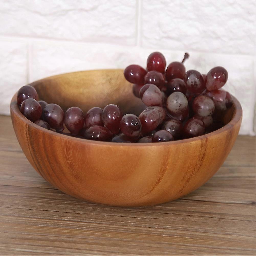 Handmade Solid Acacia Wood Bowl 20x4.5cm Brown Round Kitchen
