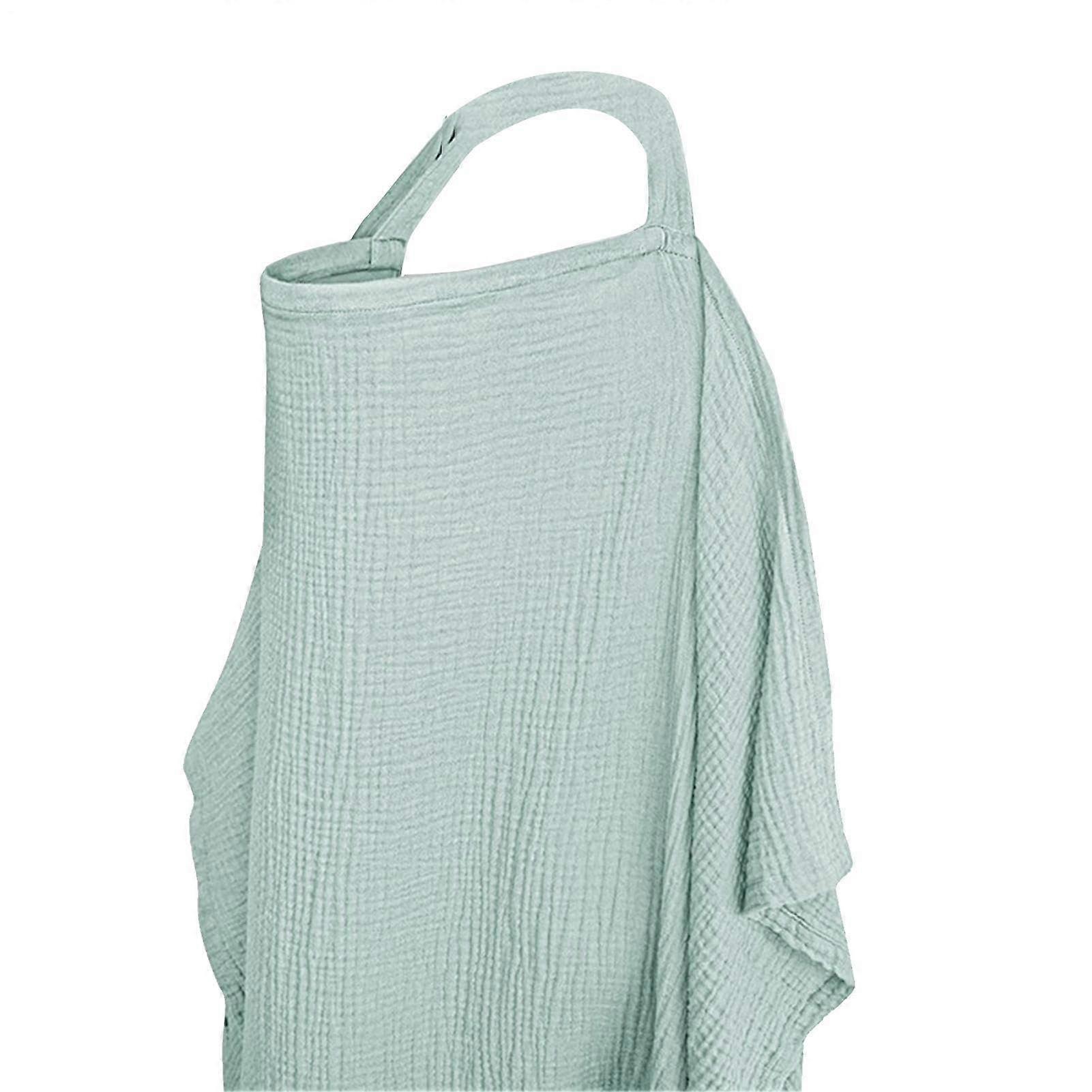 Breastfeeding Cover Cotton Nursing Shawl For Public Use With Flexible Strap, Breathable Full Coverage Poncho Light Green