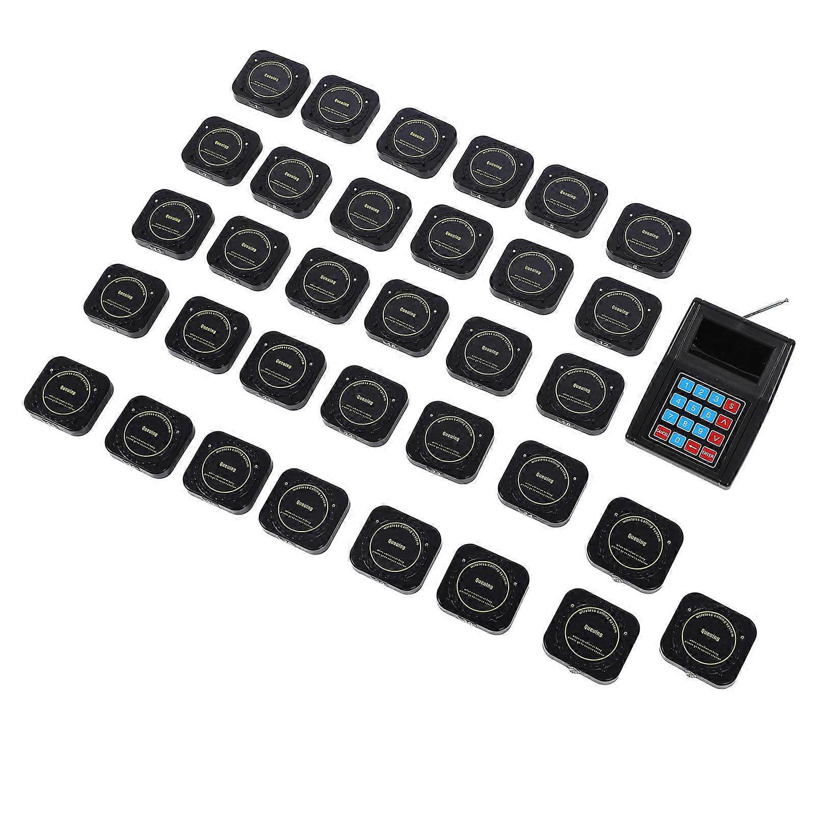 Wireless Calling System with 30 Receivers, Vibration & Flash, EU Plug