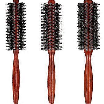 Wood Handle Boar Bristle pyöreä hiusharja (10/12/14 riviä) naisille ja tytöille Euroopassa