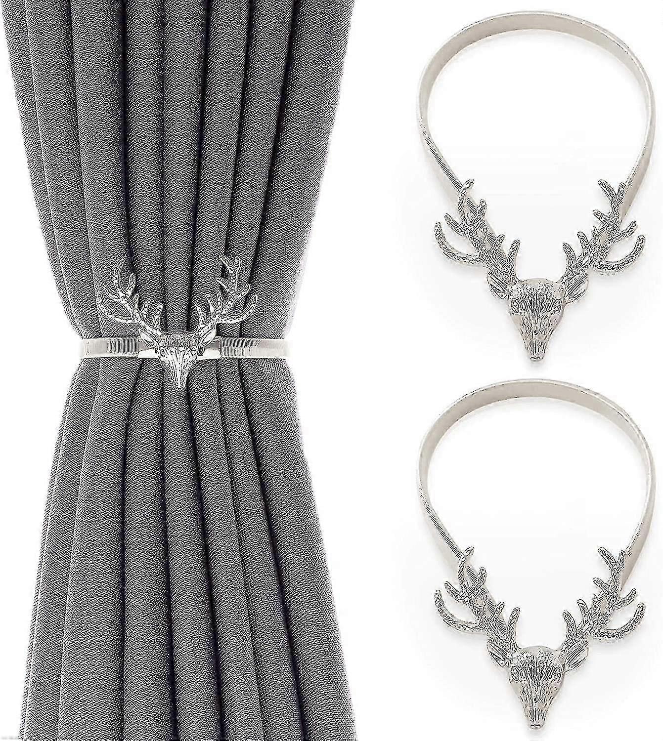 2-Pack Curtain Ties with Metal Hook - Window Decor Accessories, Deer Clip