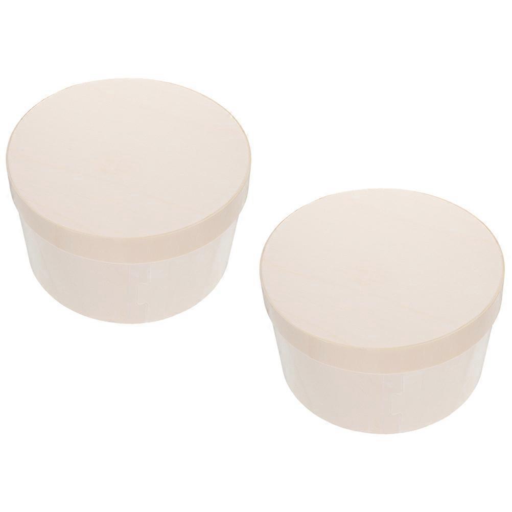 2pcs Round Wooden Cake Boxes Containers Dessert Packaging Boxes