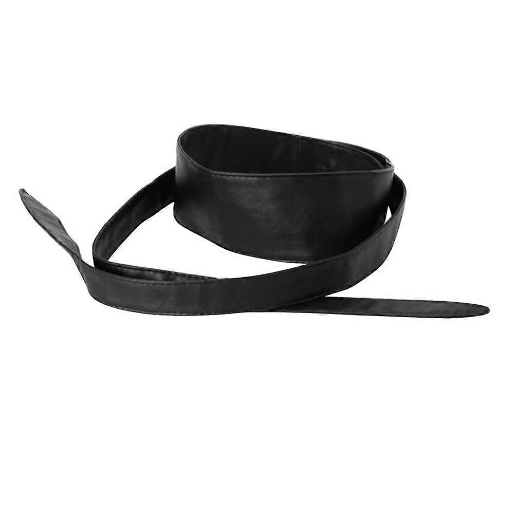 Black PU Women Waist Belt with Double Loop and Tie Design for Decorative Use on Dress Skirt Clothes Size 1PC