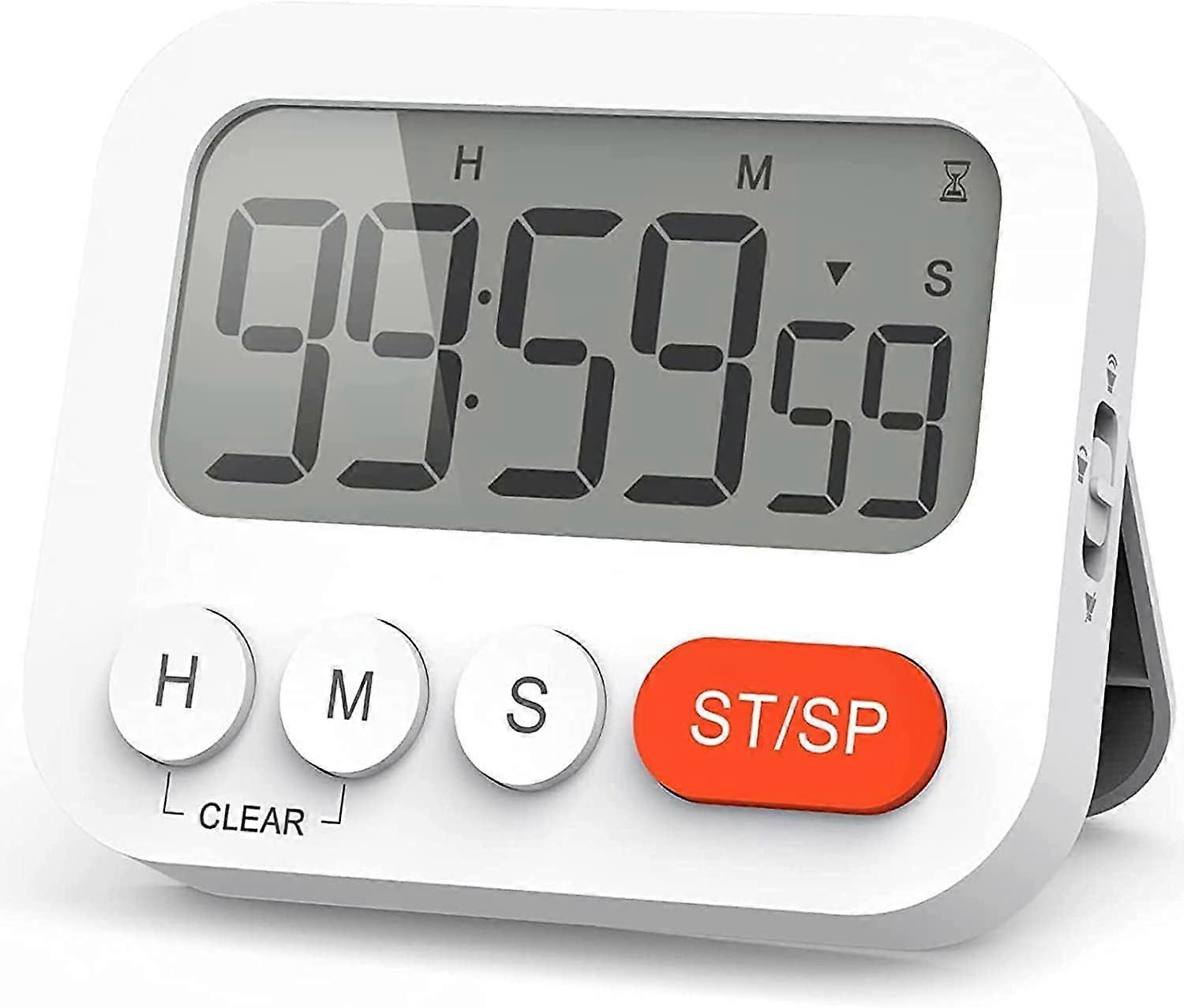 Digital magnetic stopwatch timer with clock, magnet, 3-level volume, LCD display