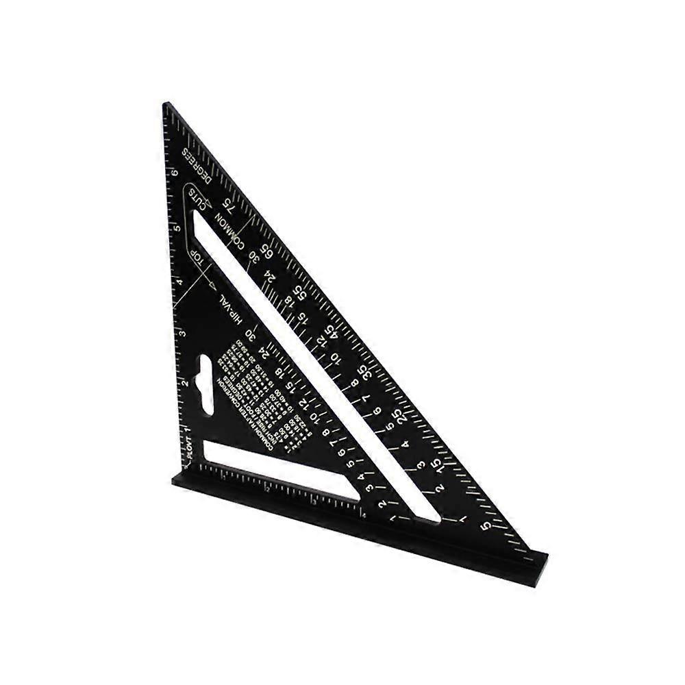 Triangle Angle Ruler Aluminum Alloy Protractor Metric And Imperial 7/12 Inch Scale Black