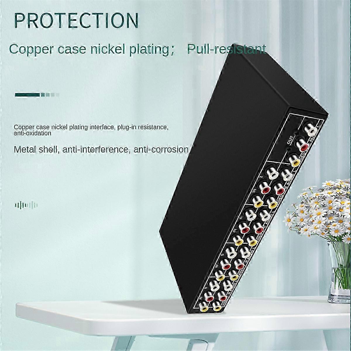 Eight-Port AV Switch Selector Box with Video L/R Audio Splitter for Eight Inputs and One Output