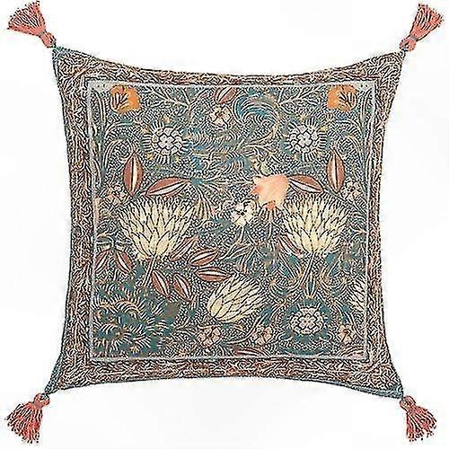 Funda de cojín cuadrada con borlas para decoración del hogar