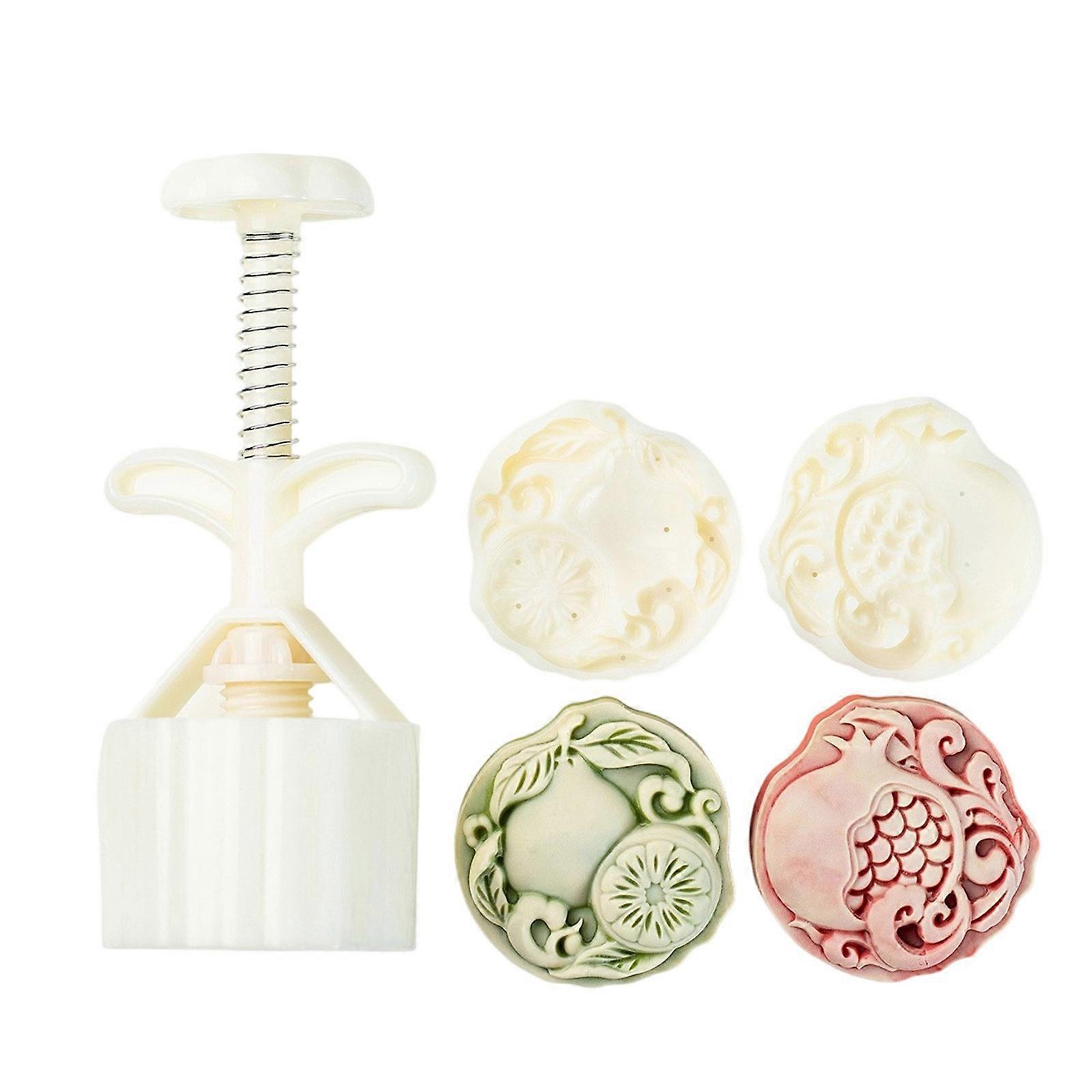 Easy to Use Pomelo and Pomegranate Mooncakes Maker Convenient Mooncakes Moulds in Pomelo and Pomegranate Cake Mould for Festival Treats Multicolor