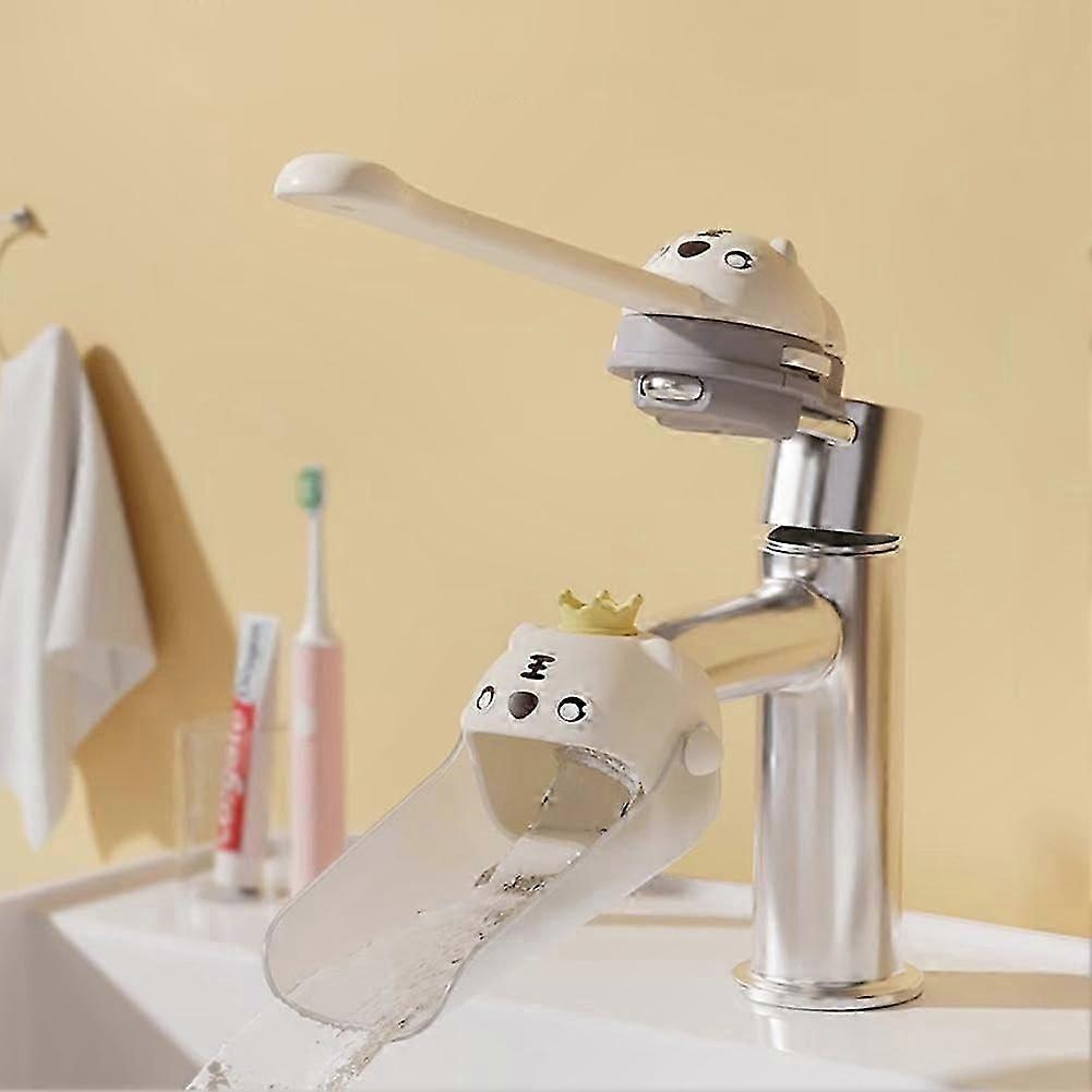 White Faucet Handle Extender for Kids, Sink Extension Helper, Animal Design Hand Wash Assistant