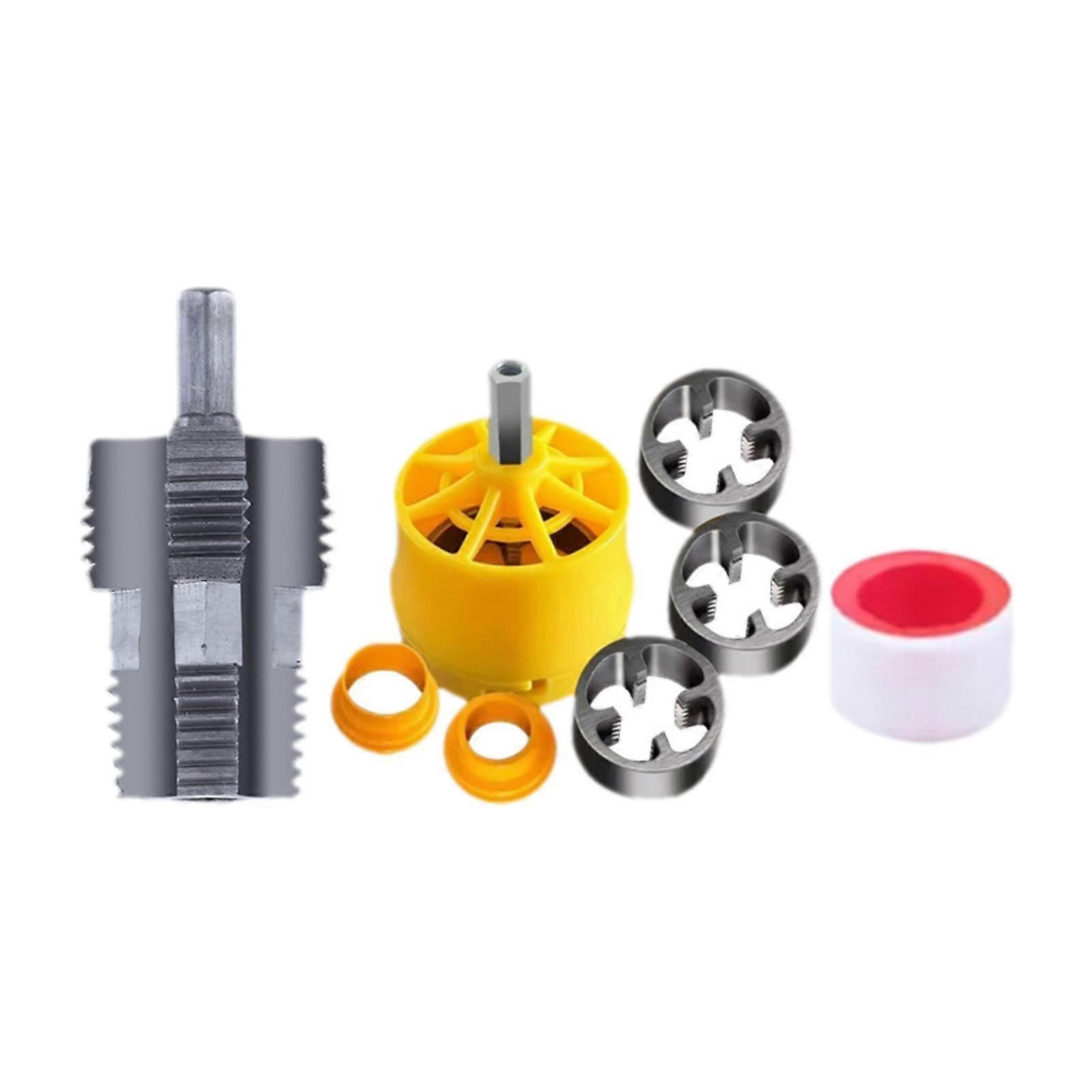 PVC Pipe Threader Kit, Home Use Manual Hand Tool with 1/2", 3/4", 1" Dies (No Wire Remover)