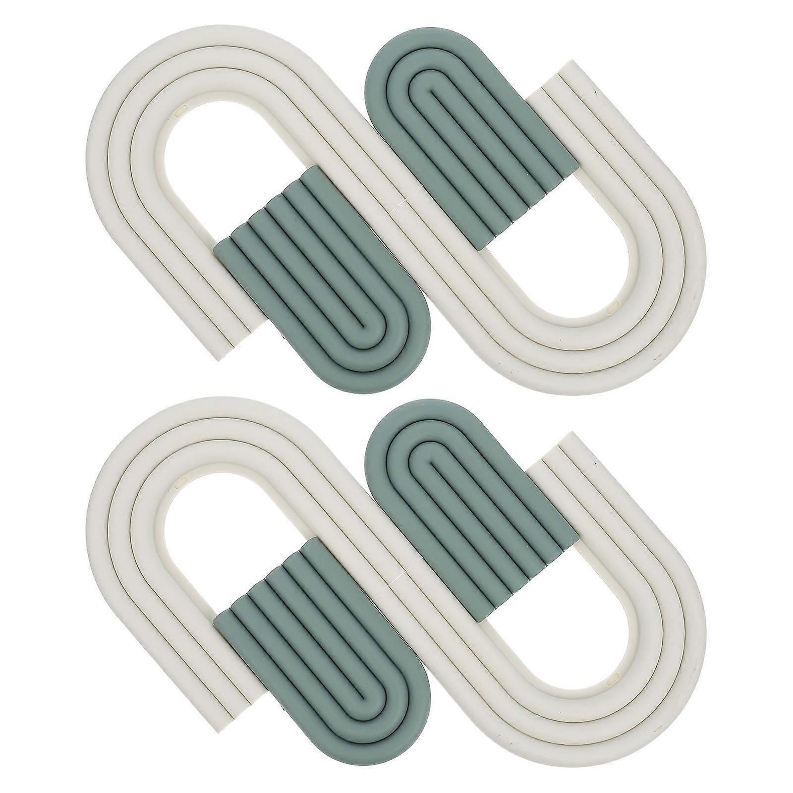 Green Silicone Pot Pad for Heat Insulation 4Pcs Kitchen Cushions