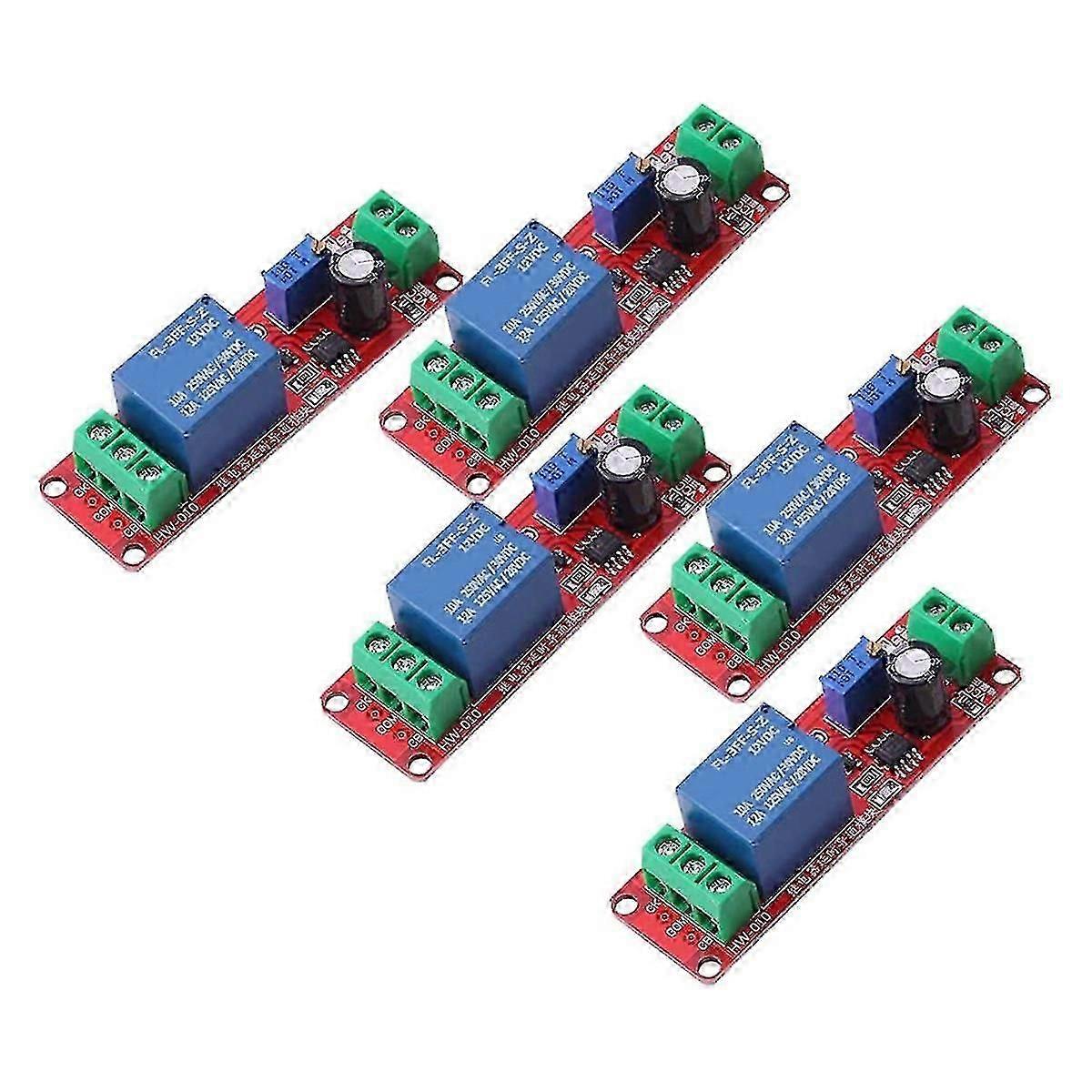 NE555 DK555 Timer Switch - 5Pcs Adjustable Disconnect Time Delay Relay Module for DC 12V