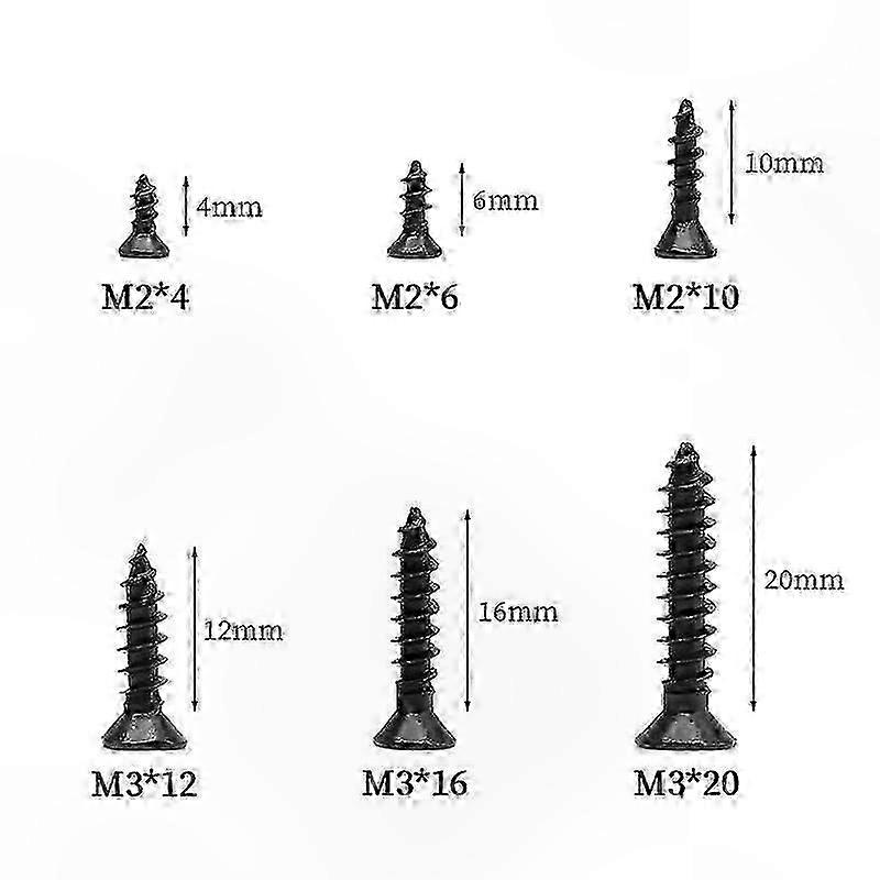 Small Carbon Steel Self-Tapping Screws for Wood and Machines, Cross/Phillips Head, Countersunk Design (20/50 Pieces)